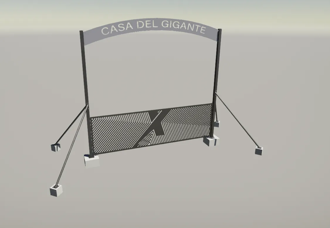 Portón Energy X — Estructura metálica para proyecto Casa del Gigante